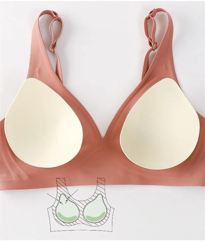 FineToo Comfy hypoallergenic Soft Wireless Bra Women Deep V Bras Sexy Bralette Padded Bra S-XL Female Seamless Underwear Comfortable Ladies Lingerie