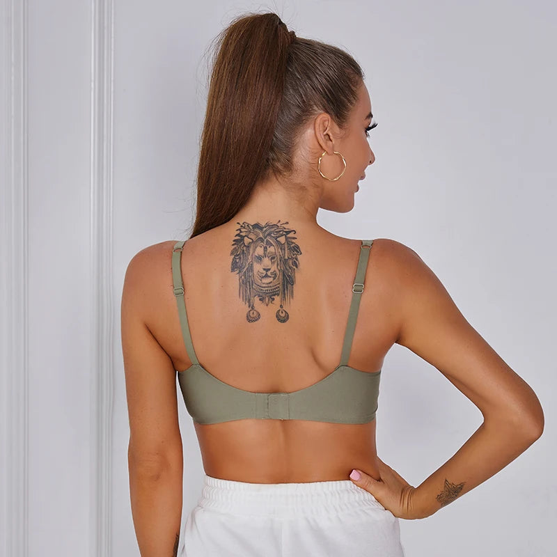 FineToo Comfy hypoallergenic Soft Wireless Bra Women Deep V Bras Sexy Bralette Padded Bra S-XL Female Seamless Underwear Comfortable Ladies Lingerie