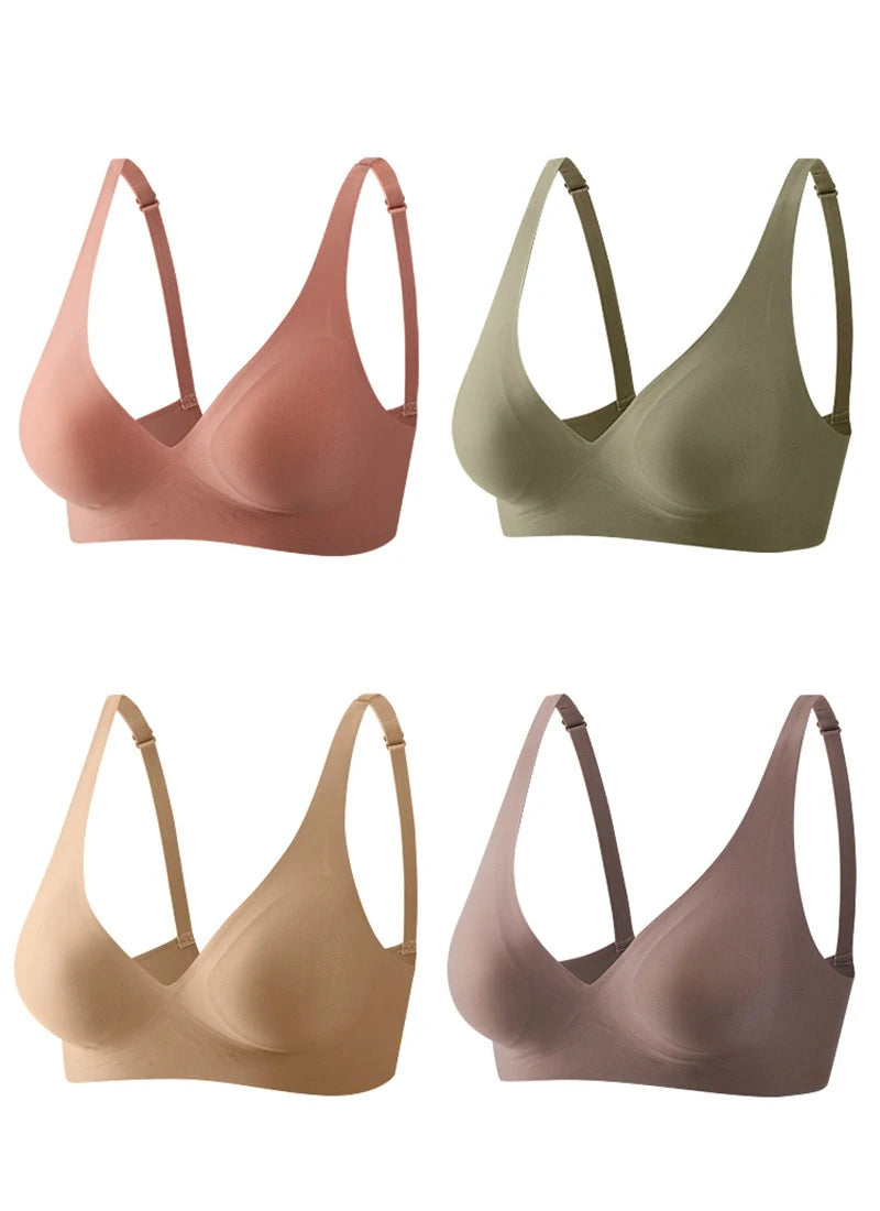FineToo Comfy hypoallergenic Soft Wireless Bra Women Deep V Bras Sexy Bralette Padded Bra S-XL Female Seamless Underwear Comfortable Ladies Lingerie