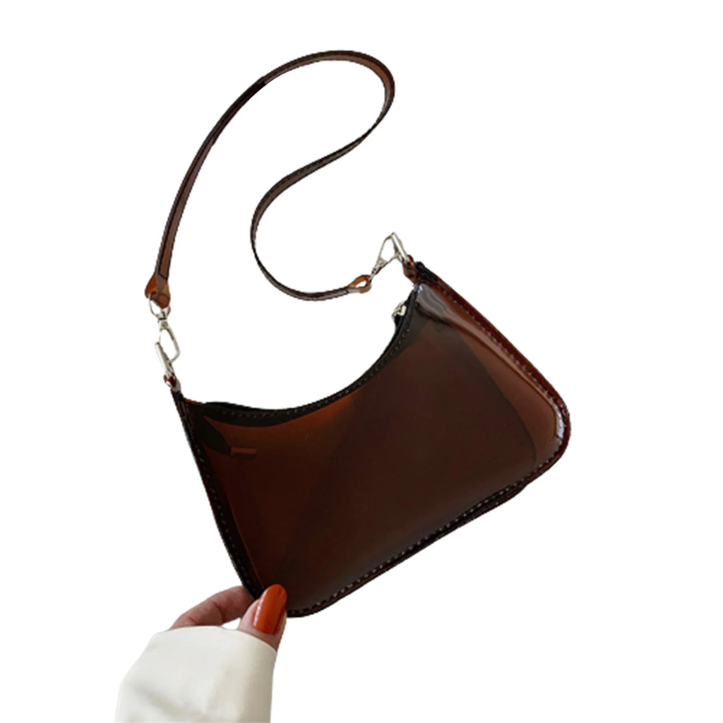 Event Concert Approved Handbag Summer Candy Color Transparent Single Shoulder Bag Zipper Clear PVC Jelly Bag Small Purses Women Girls Daily Shopping Bag