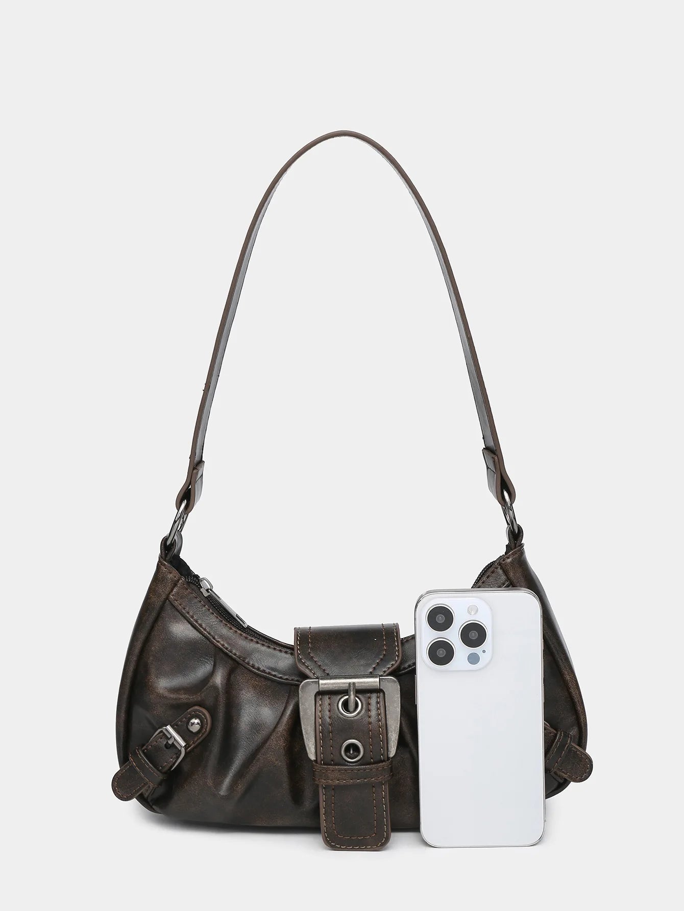 Y2K spring hot selling Maillard style retro chic small bag spicy girl Y2K wasteland style vintage leather shoulder handbag