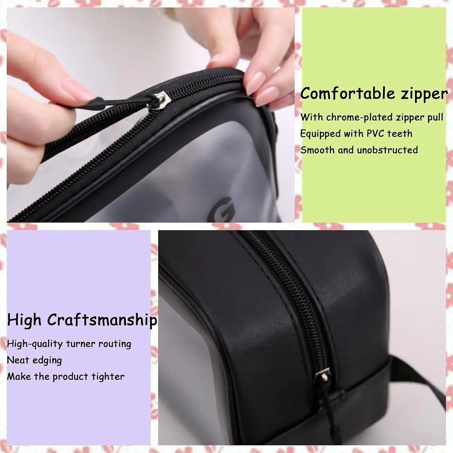 1/3pcs Transparent Makeup And Toiletries Bag, Large Capacity Pvc Semi Transparent Frosted Portable Storage Bag