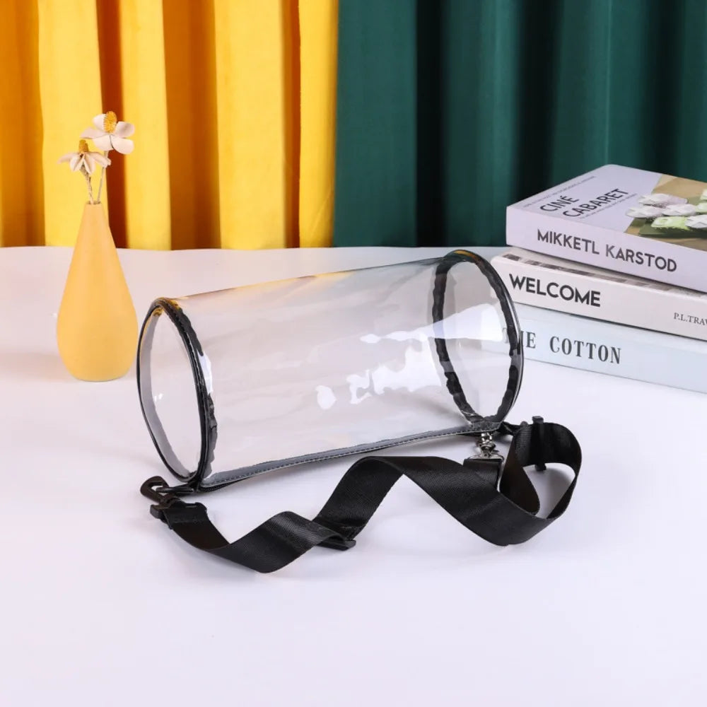 Transparent Laser Crossbody Bag for Women Cylindrical Fashion Mini Shoulder Messenger Bag PVC Jelly Small Tote Bag