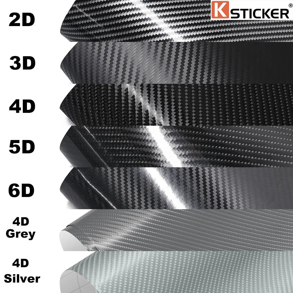 Car Wrap Film Covering 2D 3D 4D 5D 6D Glossy Carbon Fiber Wrapping Vinyl Film Auto Motorcycle Waterproof PVC Foil Car Accessories