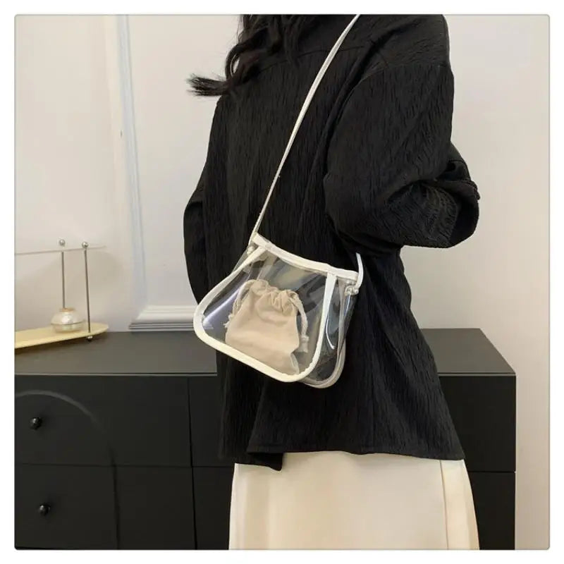 Event Concert Clear Summer Crossbody Bag Waterproof and Transparent PVC Shoulder Tote for Outdoor Sports and Work