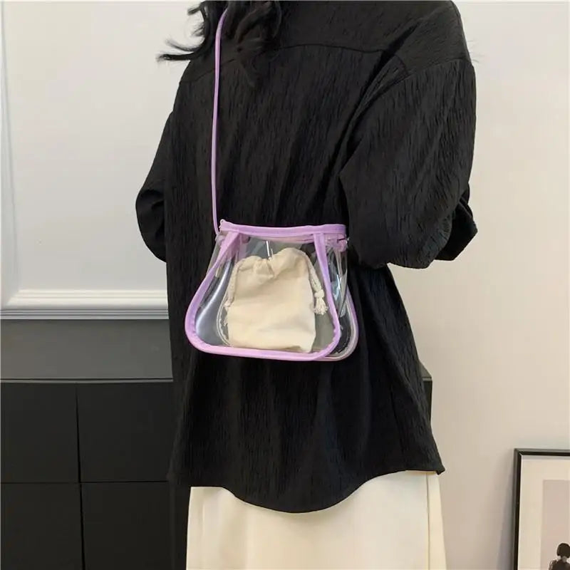 Event Concert Clear Summer Crossbody Bag Waterproof and Transparent PVC Shoulder Tote for Outdoor Sports and Work