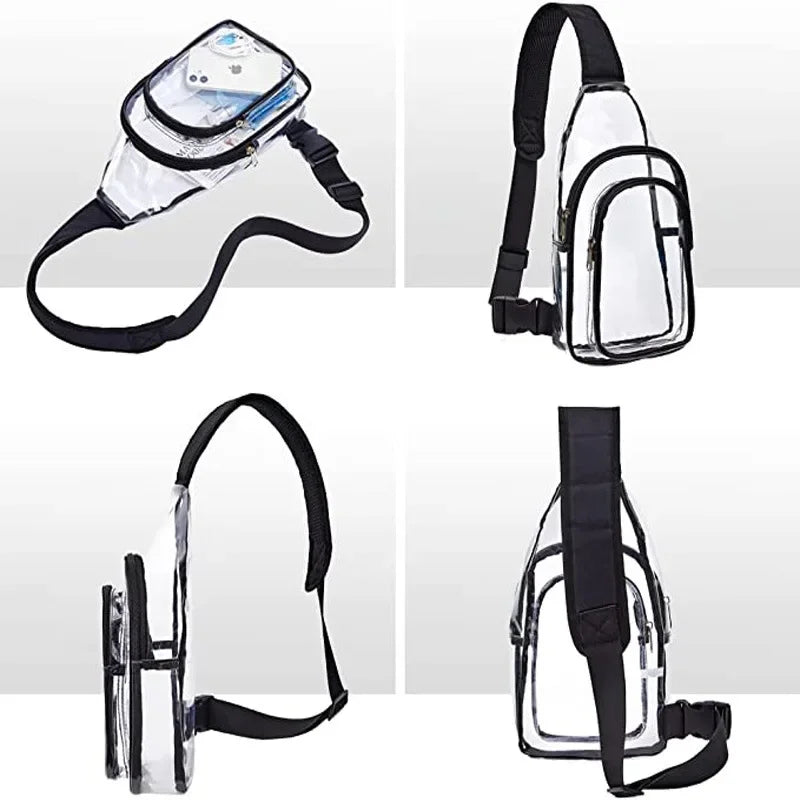 Clear Event Concert Transparent Crossbody Bag for Women Men School Trips Causal Outdoor Travel Chest Bag Large Capacity Shoulder Handbag Messenger Bags