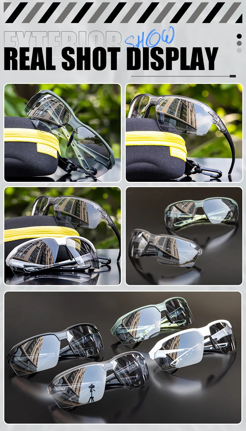 SCVCN Photochromic Cycling Glasses Outdoor Running Construction Sunglasses Men Shockproof Tactical Goggles Outdoor Airsoft Shooting Glasses