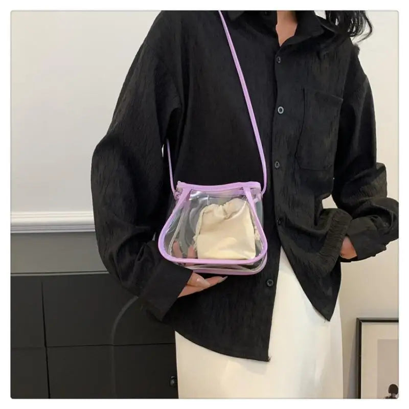 Event Concert Clear Summer Crossbody Bag Waterproof and Transparent PVC Shoulder Tote for Outdoor Sports and Work
