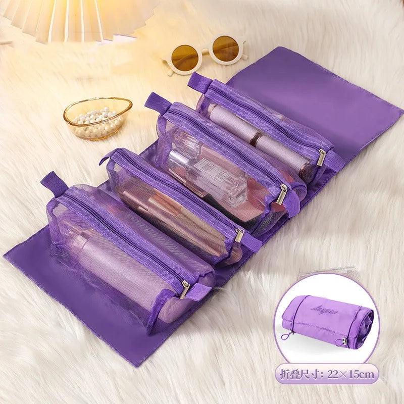 Detachable Hanging Cosmetic Bag Portable Travel 4 in 1 Makeup Bags Portable Folding Travel Cosmetics Storage Toiletry Bag