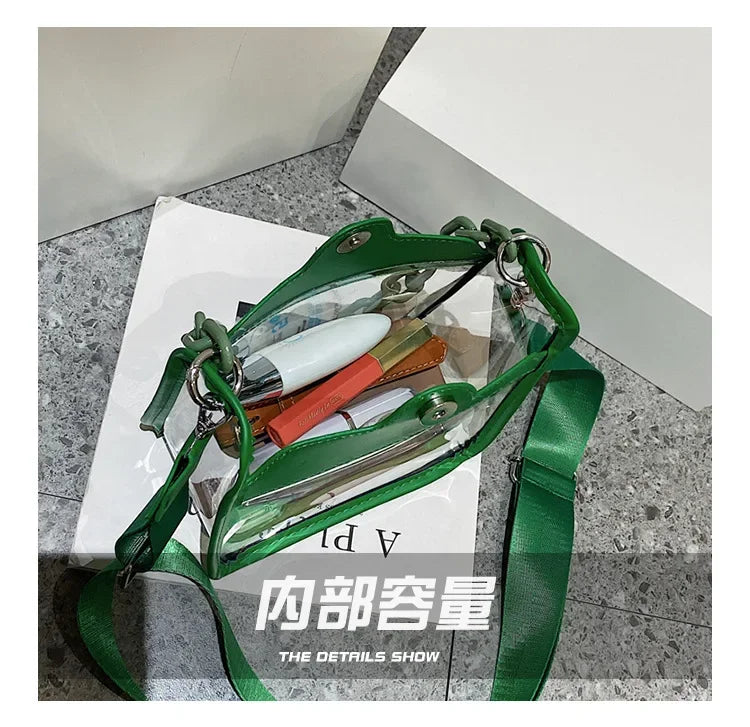 Event Clear Concert Bag Beach Clear Crossbody Bag for Women PVC Transparent Single Shoulder Chain Portable Messenger Bags Small Square  Satchel Bag Girls Gift