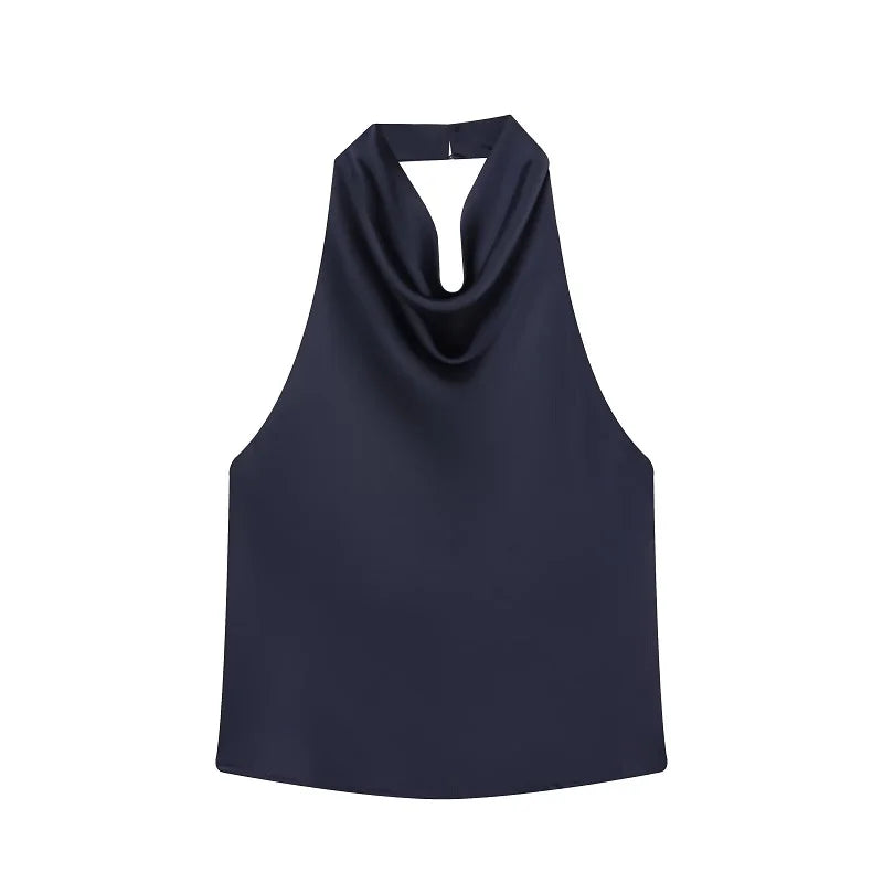 MUJER Satin Halter Tops for Women off Shoulder Backless Tops Woman 2026 Sexy Summer Strapless Women's Tops Camisole Beach Top Female