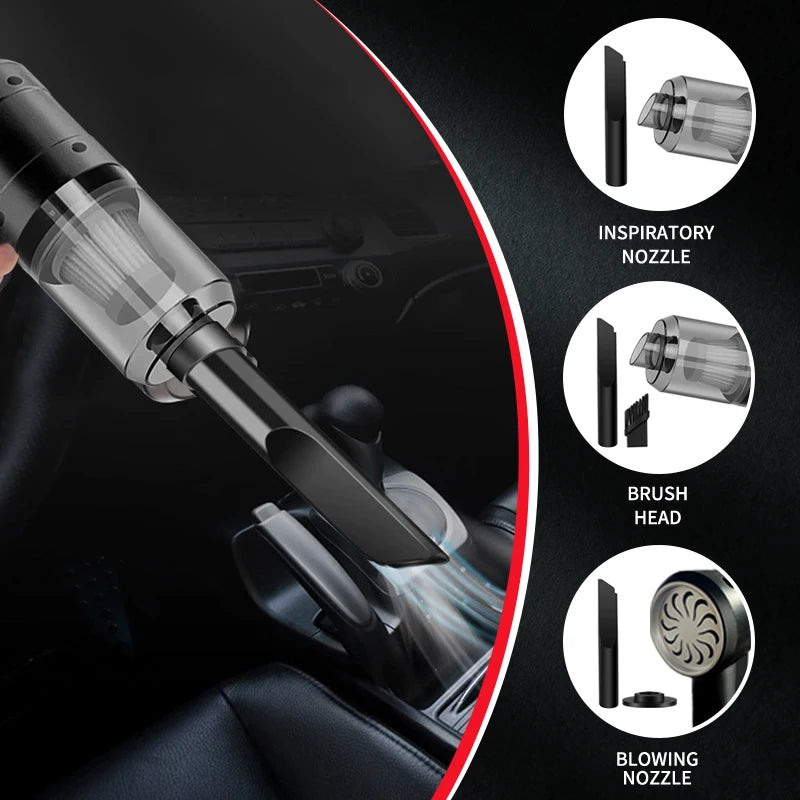 Handheld Car Vacuum Cleaner, 15000PA Portable Cordless, Dual use of blowing and suctionMulti-Nozzles, for Car, Home, Pet, Office