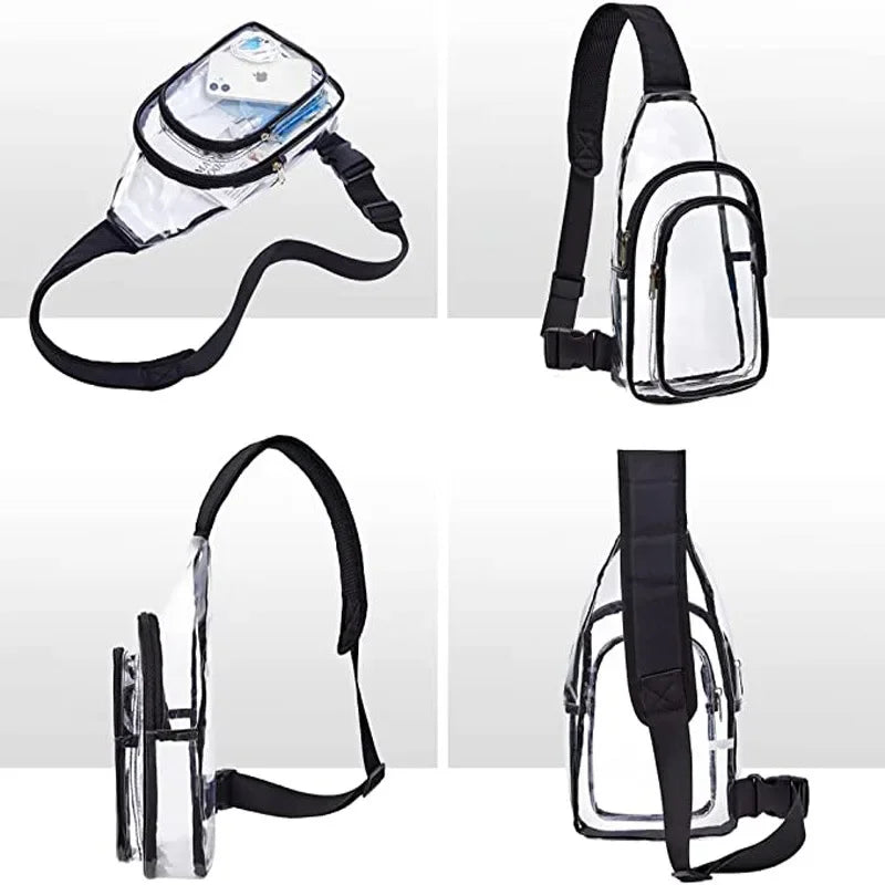Clear Event Concert Transparent Crossbody Bag for Women Men School Trips Causal Outdoor Travel Chest Bag Large Capacity Shoulder Handbag Messenger Bags