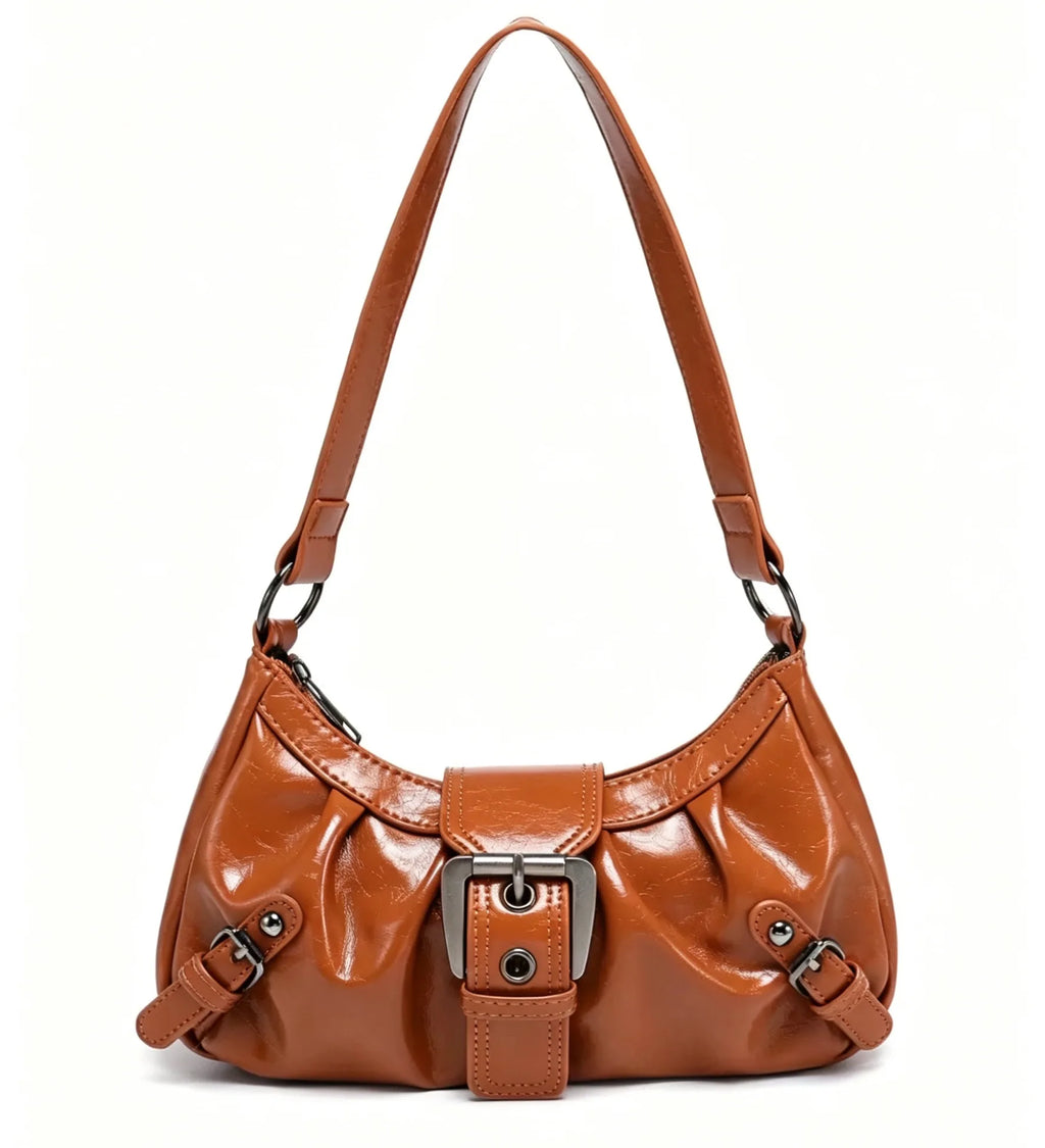 Y2K spring hot selling Maillard style retro chic small bag spicy girl Y2K wasteland style vintage leather shoulder handbag