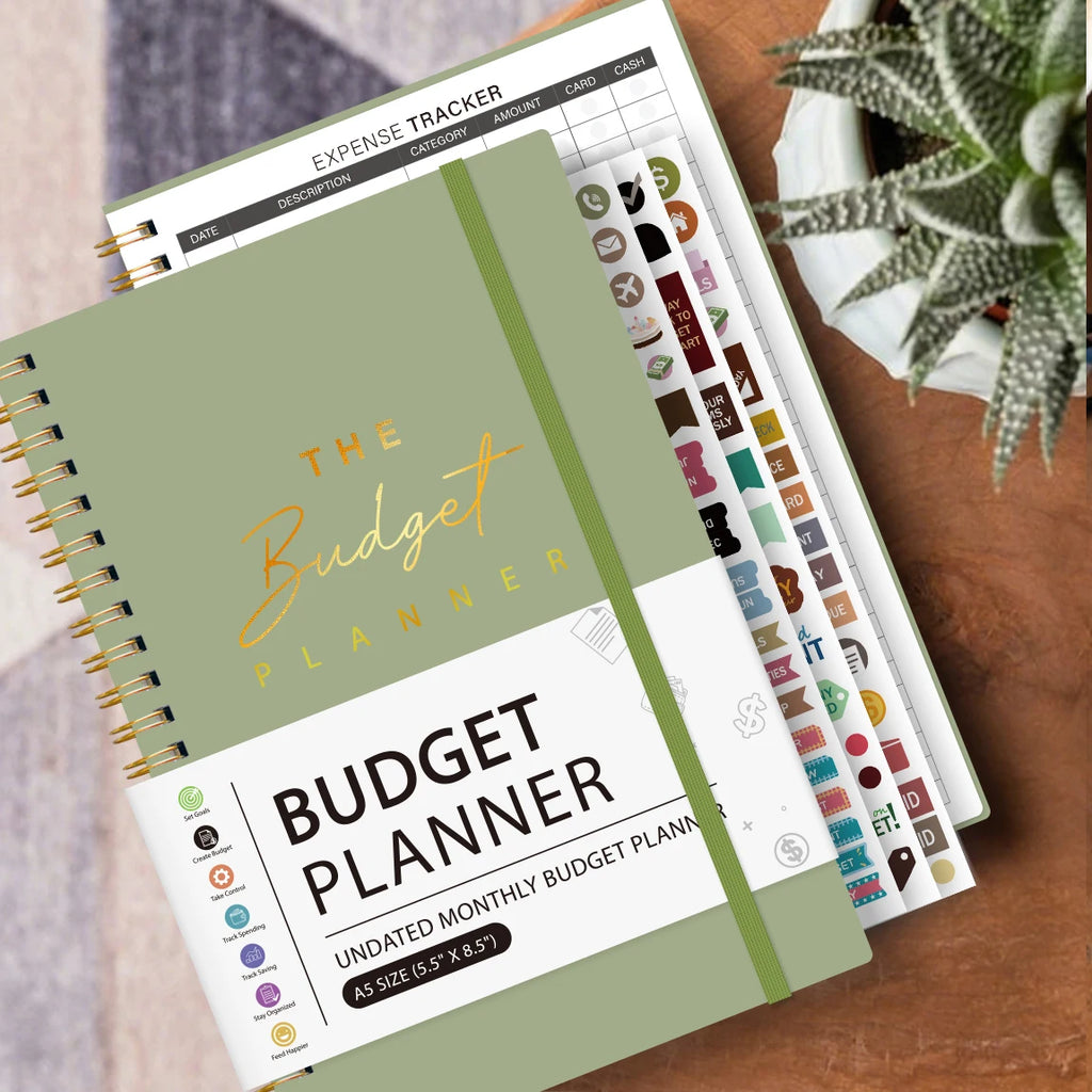 Business Budget Planner Book with 3 Sheets Stickers, Undated Monthly Finance Organizer, Budget Journal for Money Management, Cash Flow