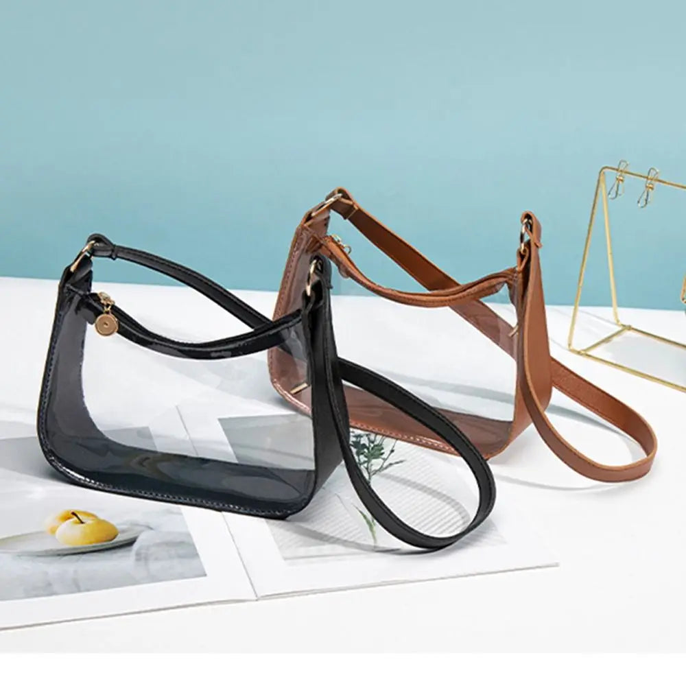 Clear Event Concert Y2k purse bag Mini Waterproof Transparent Shoulder Bag Handbag for Women Girls Candy Color Clear Jelly Bag