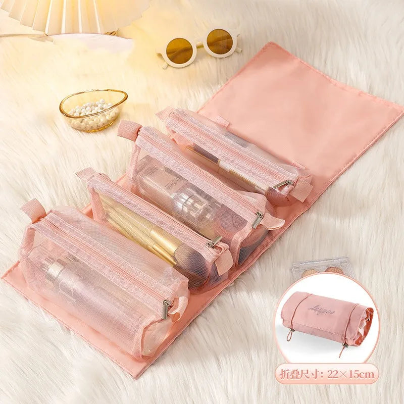 Detachable Hanging Cosmetic Bag Portable Travel 4 in 1 Makeup Bags Portable Folding Travel Cosmetics Storage Toiletry Bag