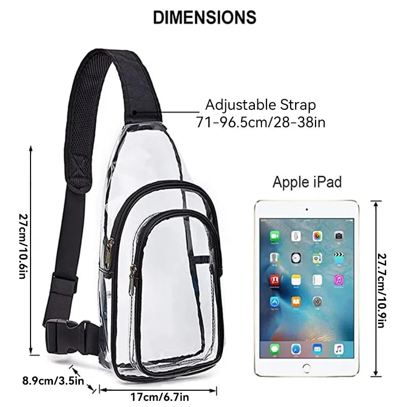 Clear Event Concert Transparent Crossbody Bag for Women Men School Trips Causal Outdoor Travel Chest Bag Large Capacity Shoulder Handbag Messenger Bags
