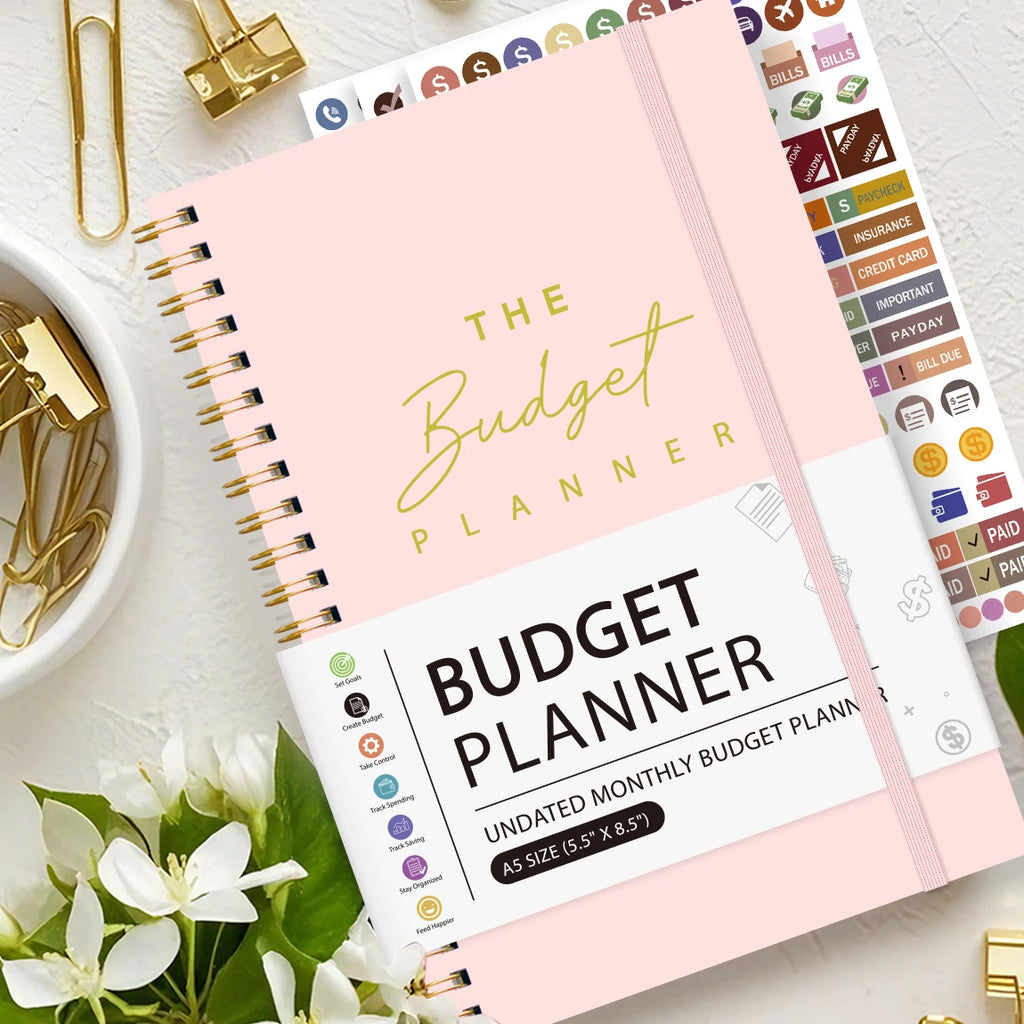 Business Budget Planner Book with 3 Sheets Stickers, Undated Monthly Finance Organizer, Budget Journal for Money Management, Cash Flow