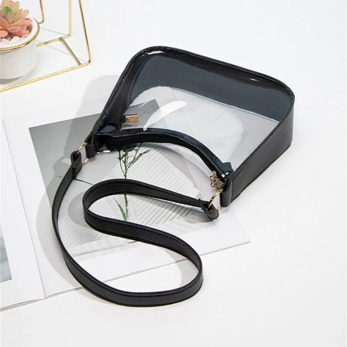 Clear Event Concert Y2k purse bag Mini Waterproof Transparent Shoulder Bag Handbag for Women Girls Candy Color Clear Jelly Bag