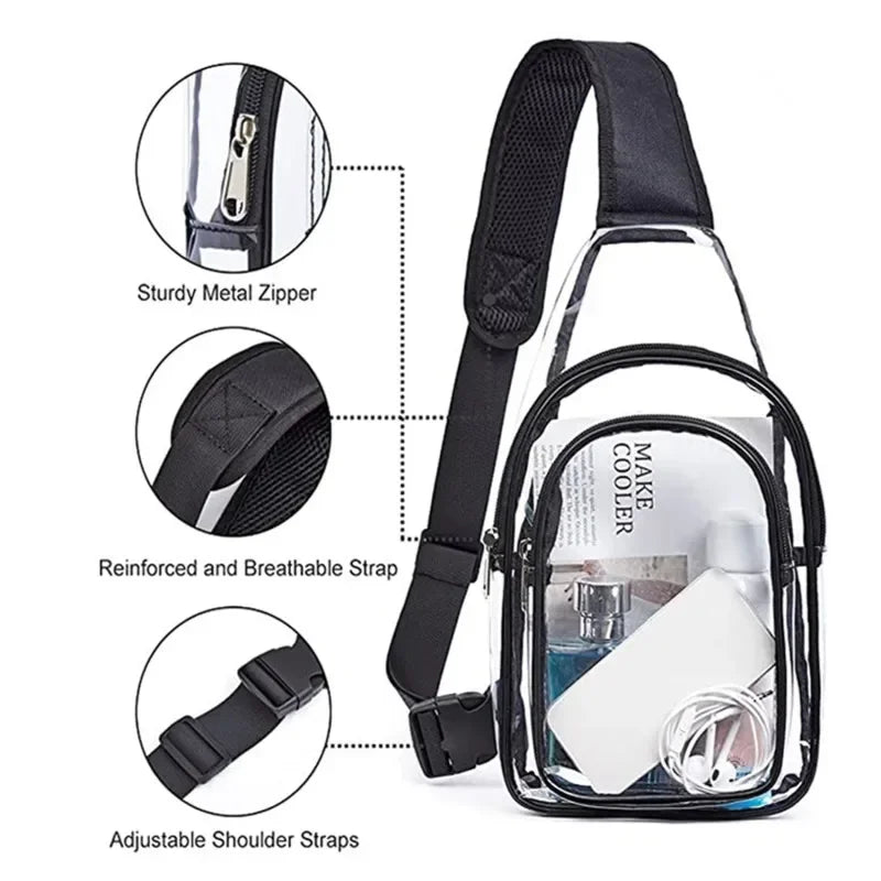 Event Concert Clear Shoulder bag Casual Clear Chest Bag Women Men Waterproof Transparent PVC Crossbody Travel Pouch Outdoor Sports Phone Sling Shoulder Bag