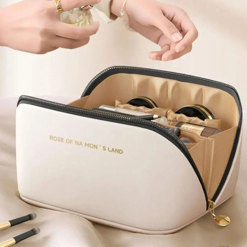 Fashion Portable Tote Makeup Bag Pillow PU Cosmetic Bag Multi-compartment Large Capacity Toiletry Kit Bag