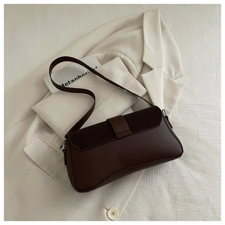 Elegant Two Tone Crossbody Bags with Silver Buckle, Minimalist Flap Design Versatile Chic Shoulder Purse for Office Casual Daily