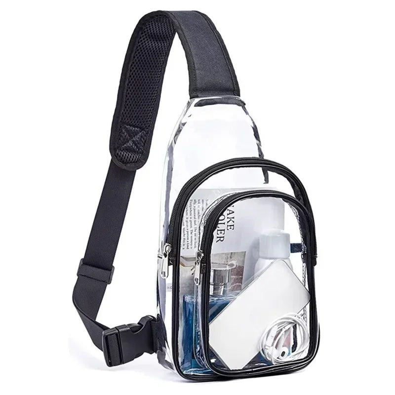 Event Concert Clear Shoulder bag Casual Clear Chest Bag Women Men Waterproof Transparent PVC Crossbody Travel Pouch Outdoor Sports Phone Sling Shoulder Bag