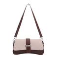 Elegant Two Tone Crossbody Bags with Silver Buckle, Minimalist Flap Design Versatile Chic Shoulder Purse for Office Casual Daily