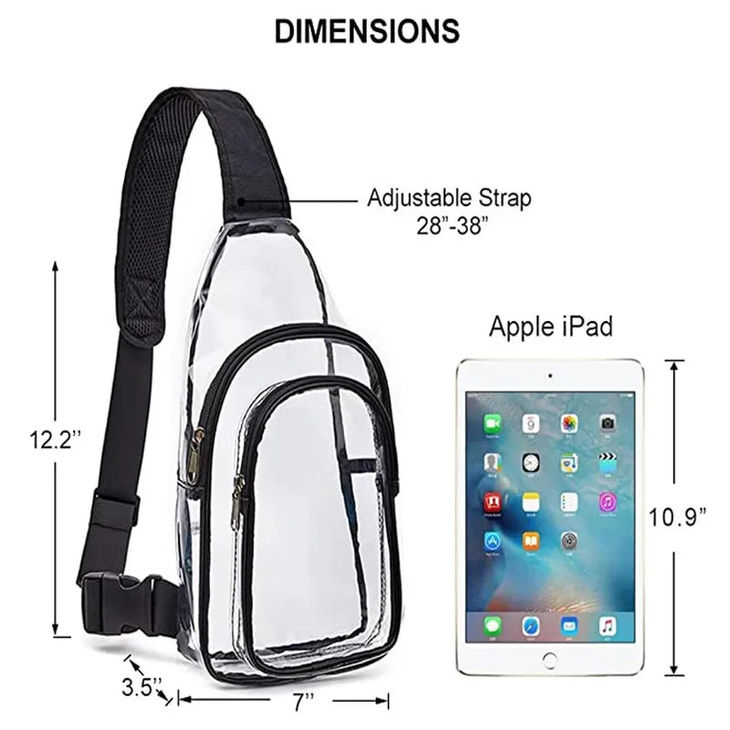 Clear Event Concert Transparent Crossbody Bag for Women Men School Trips Causal Outdoor Travel Chest Bag Large Capacity Shoulder Handbag Messenger Bags