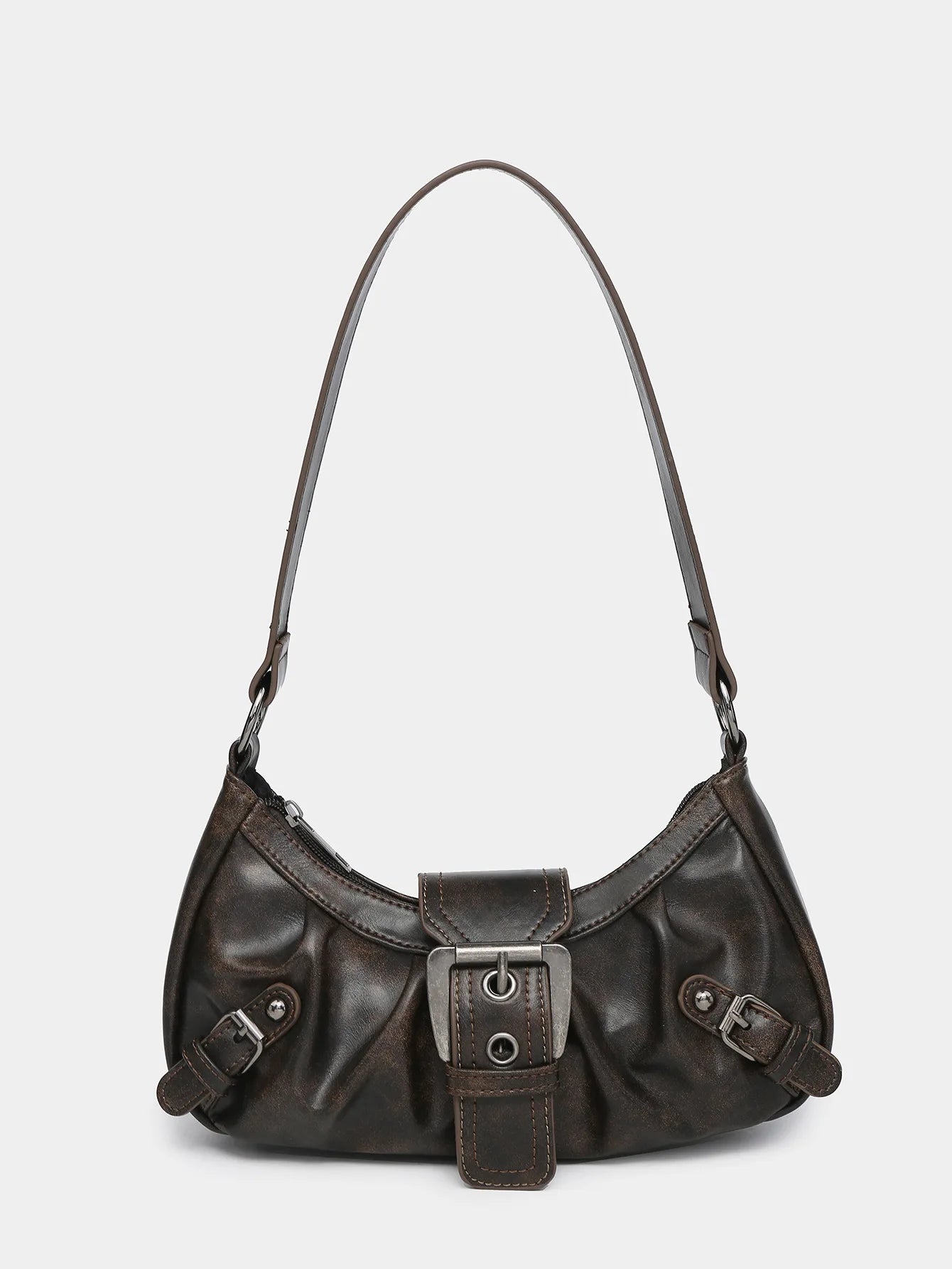 Y2K spring hot selling Maillard style retro chic small bag spicy girl Y2K wasteland style vintage leather shoulder handbag