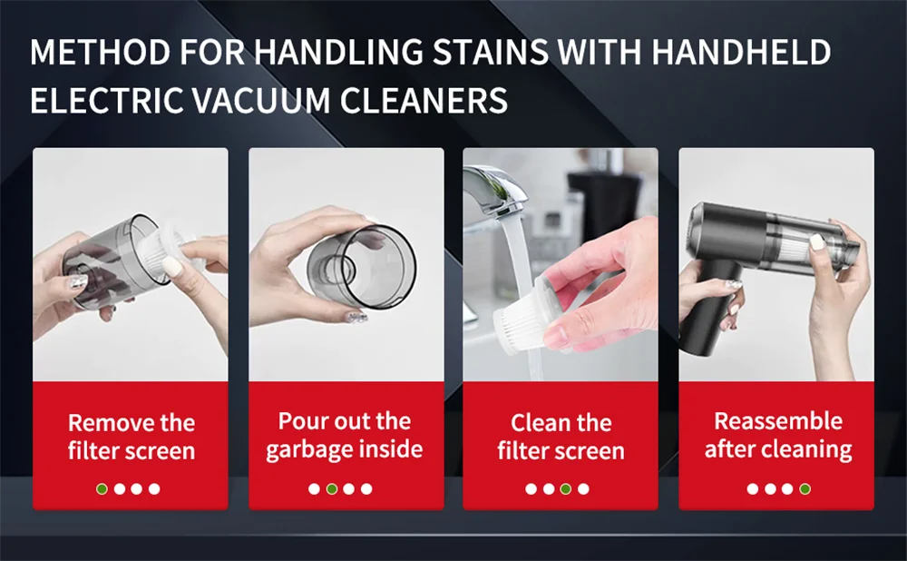 Handheld Car Vacuum Cleaner, 15000PA Portable Cordless, Dual use of blowing and suctionMulti-Nozzles, for Car, Home, Pet, Office