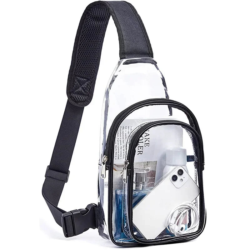 Clear Event Concert Transparent Crossbody Bag for Women Men School Trips Causal Outdoor Travel Chest Bag Large Capacity Shoulder Handbag Messenger Bags