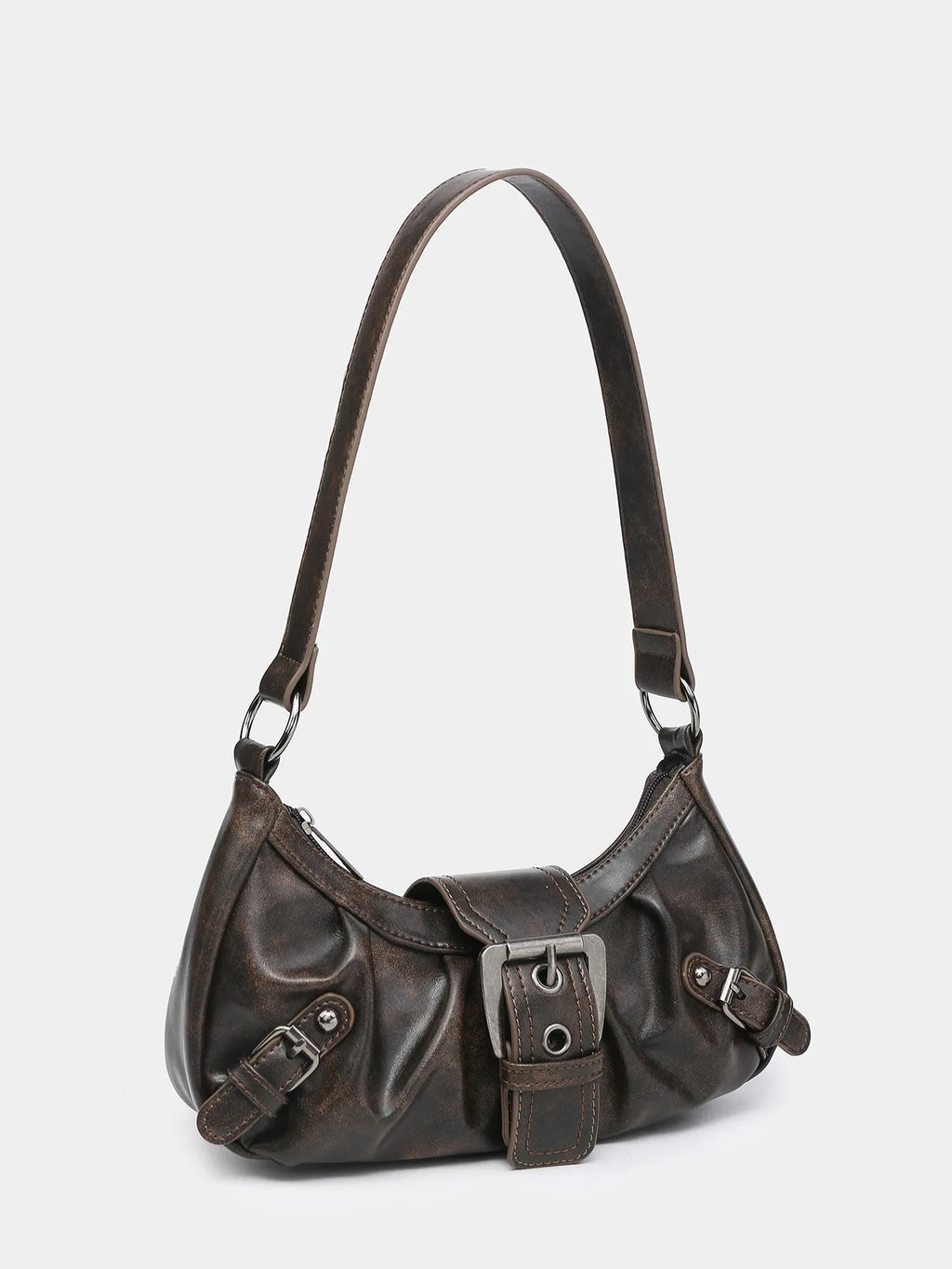 Y2K spring hot selling Maillard style retro chic small bag spicy girl Y2K wasteland style vintage leather shoulder handbag