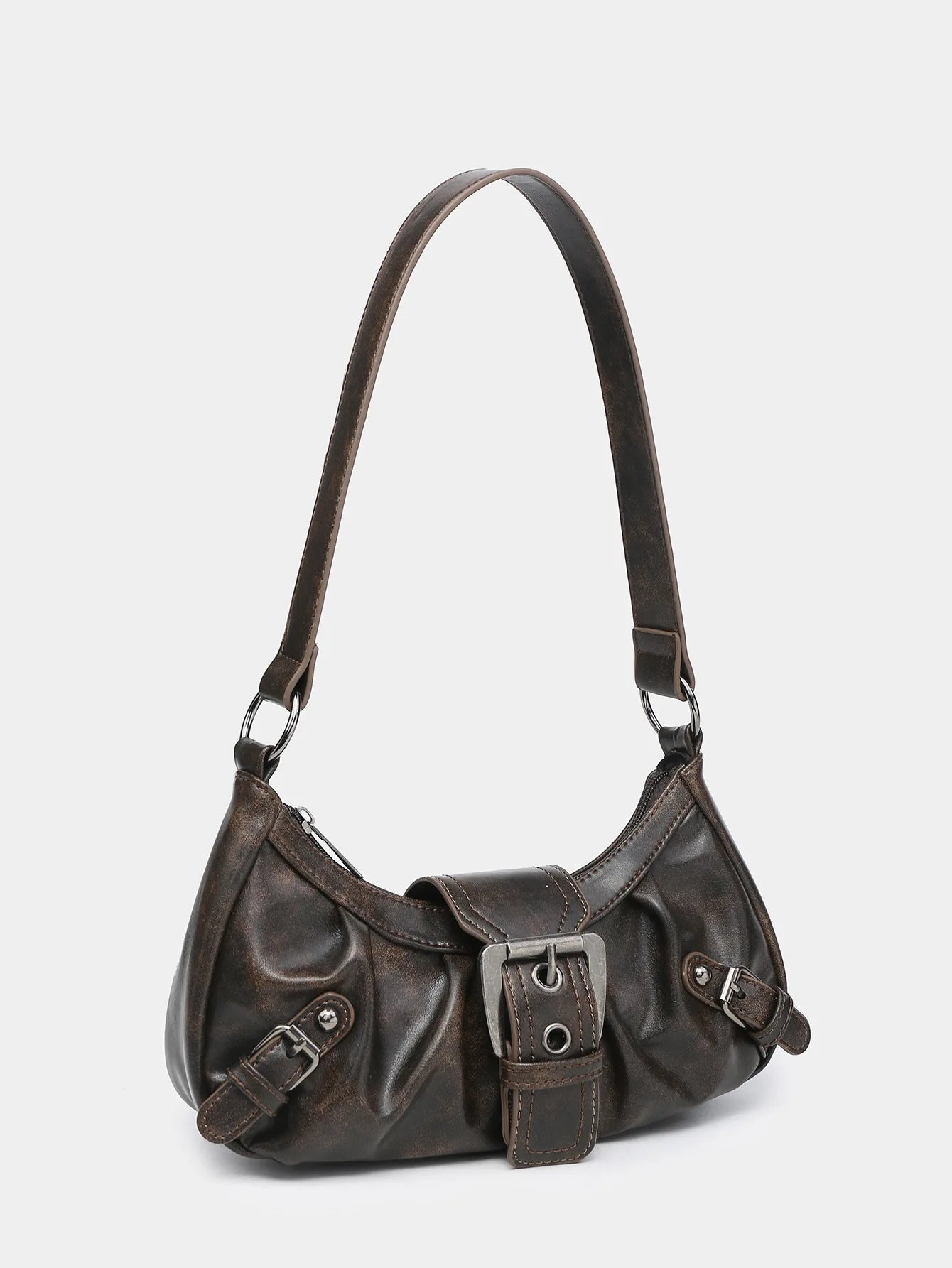 Y2K spring hot selling Maillard style retro chic small bag spicy girl Y2K wasteland style vintage leather shoulder handbag