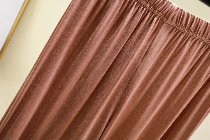 Modal Plus Size Capri Pants Women's Summer Loose Fit Wide Leg Elastic Waist Casual Lounge Shorts