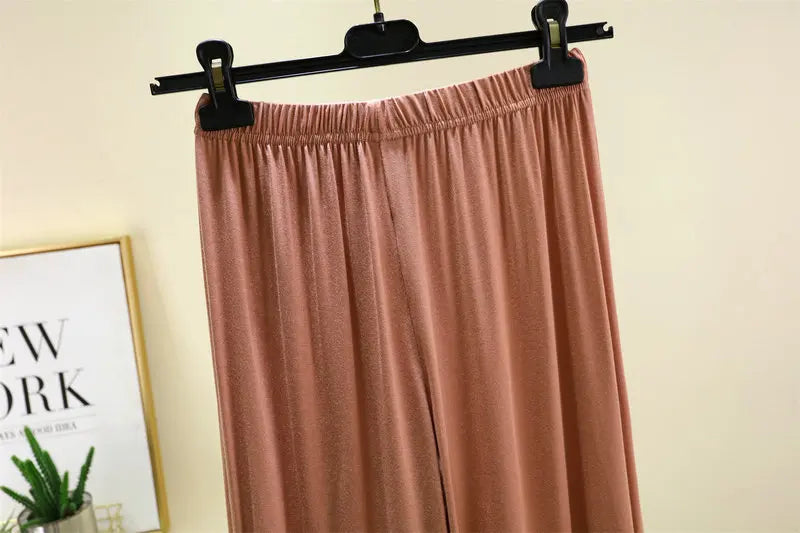 Modal Plus Size Capri Pants Women's Summer Loose Fit Wide Leg Elastic Waist Casual Lounge Shorts