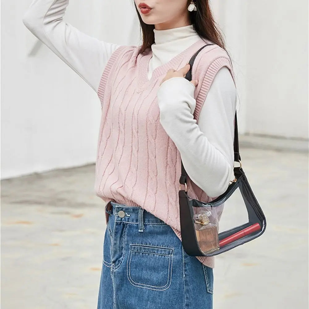 Clear Event Concert Y2k purse bag Mini Waterproof Transparent Shoulder Bag Handbag for Women Girls Candy Color Clear Jelly Bag