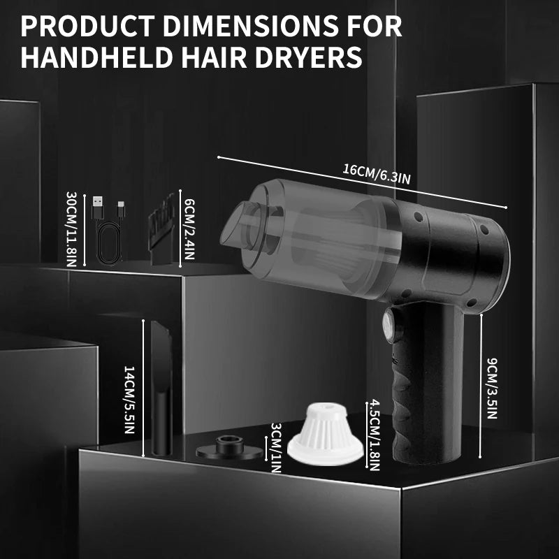 Handheld Car Vacuum Cleaner, 15000PA Portable Cordless, Dual use of blowing and suctionMulti-Nozzles, for Car, Home, Pet, Office