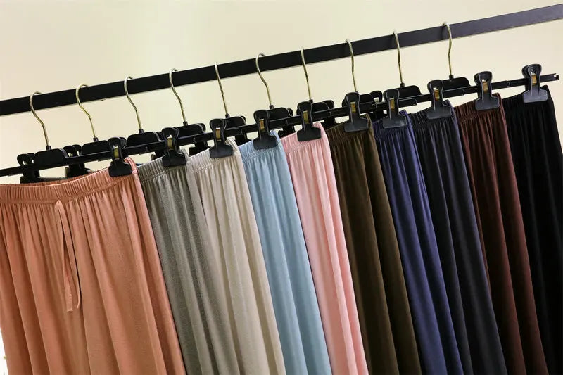 Modal Plus Size Capri Pants Women's Summer Loose Fit Wide Leg Elastic Waist Casual Lounge Shorts