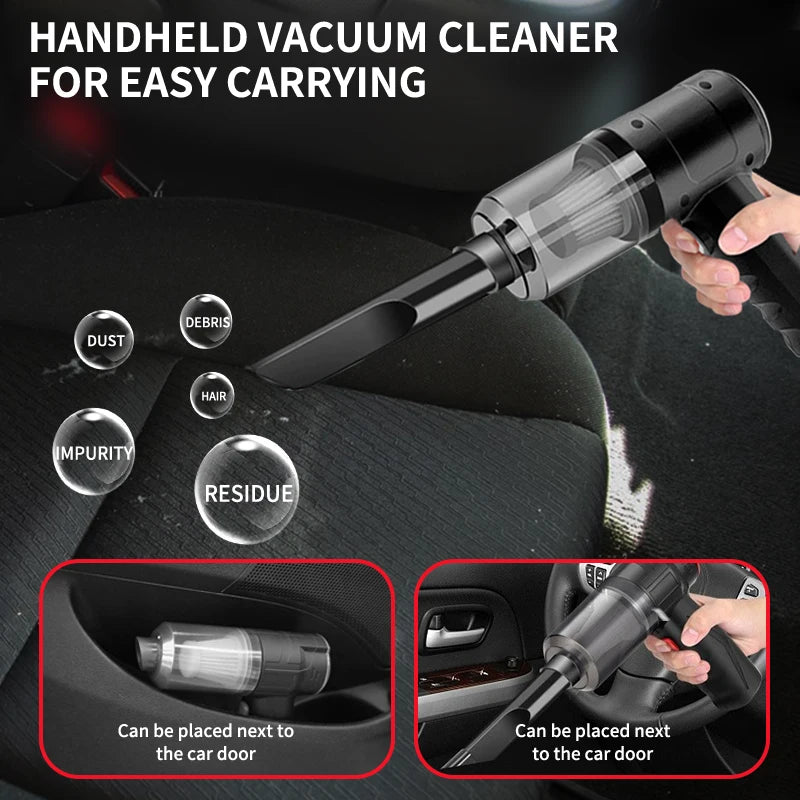 Handheld Car Vacuum Cleaner, 15000PA Portable Cordless, Dual use of blowing and suctionMulti-Nozzles, for Car, Home, Pet, Office