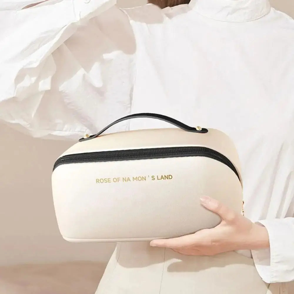 Fashion Portable Tote Makeup Bag Pillow PU Cosmetic Bag Multi-compartment Large Capacity Toiletry Kit Bag