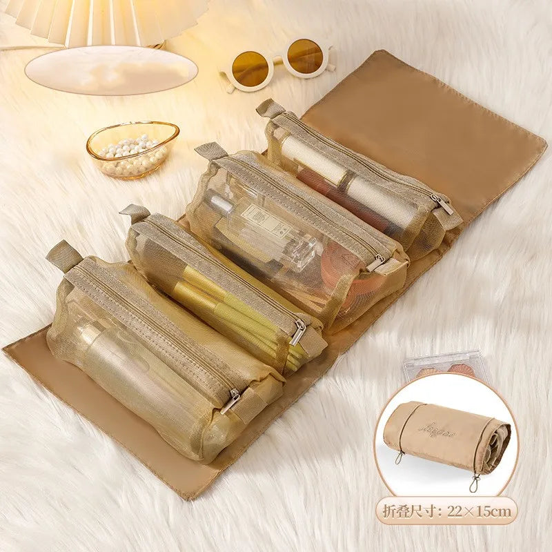 Detachable Hanging Cosmetic Bag Portable Travel 4 in 1 Makeup Bags Portable Folding Travel Cosmetics Storage Toiletry Bag