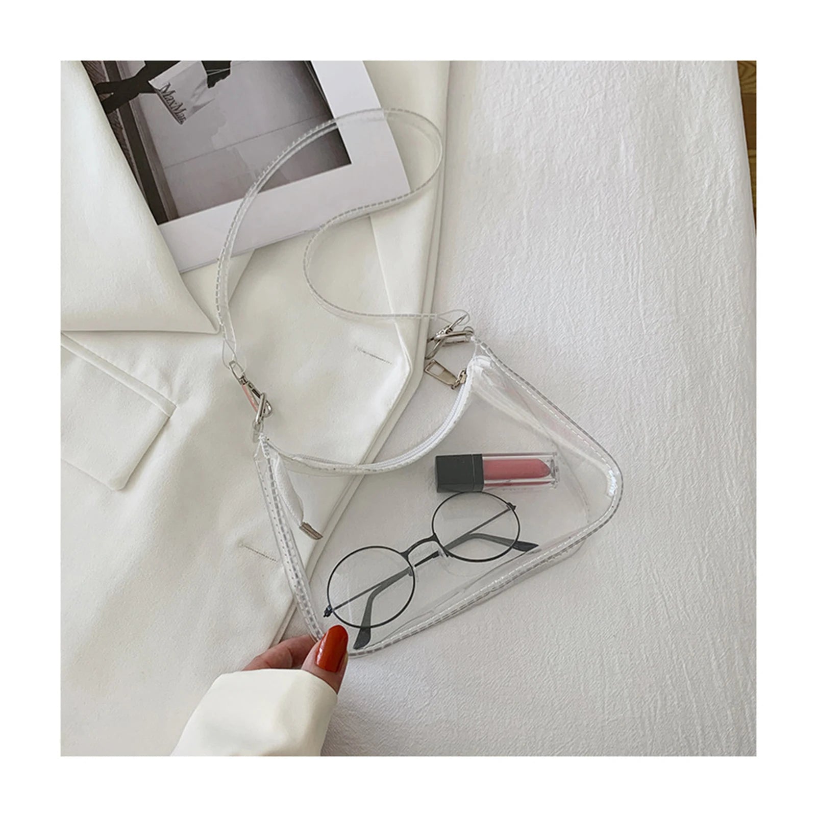 Event Concert Approved Handbag Summer Candy Color Transparent Single Shoulder Bag Zipper Clear PVC Jelly Bag Small Purses Women Girls Daily Shopping Bag