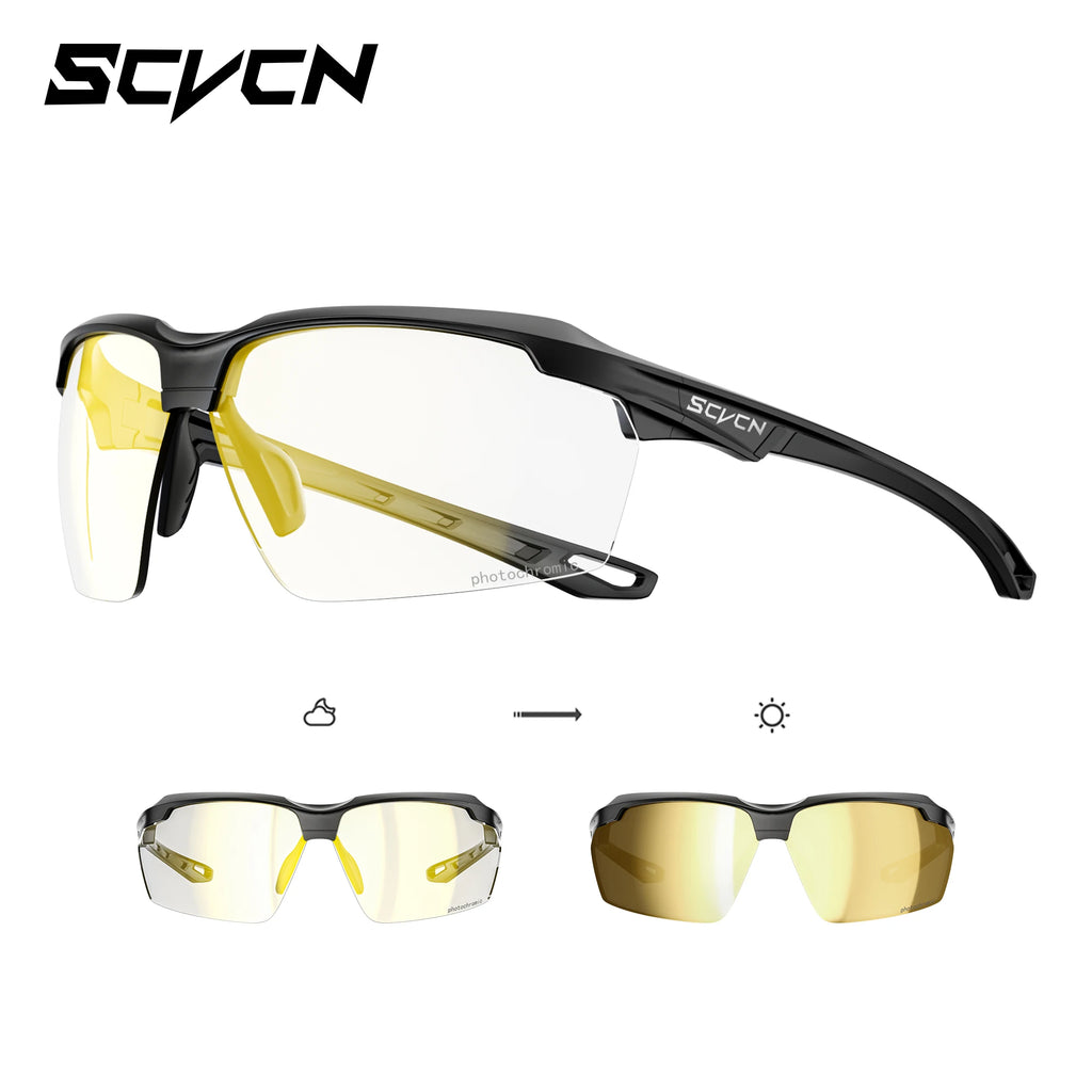 SCVCN Photochromic Cycling Glasses Outdoor Running Construction Sunglasses Men Shockproof Tactical Goggles Outdoor Airsoft Shooting Glasses