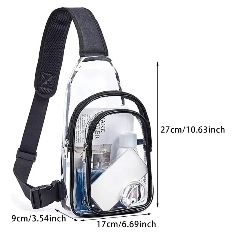 Event Concert Clear Shoulder bag Casual Clear Chest Bag Women Men Waterproof Transparent PVC Crossbody Travel Pouch Outdoor Sports Phone Sling Shoulder Bag