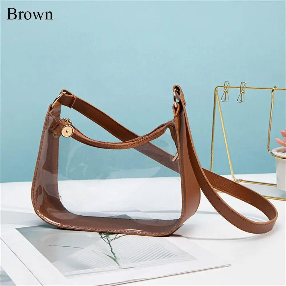 PVC Small Zipper Underarm Purses Mini Waterproof Transparent Shoulder Bag Handbag for Women Girls Candy Color Clear Jelly Bag