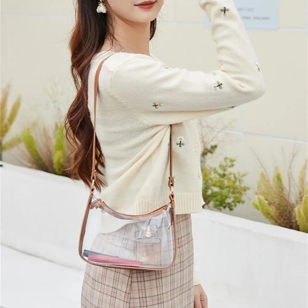Clear Event Concert Y2k purse bag Mini Waterproof Transparent Shoulder Bag Handbag for Women Girls Candy Color Clear Jelly Bag