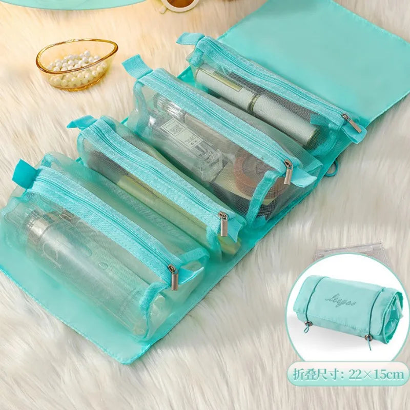 Detachable Hanging Cosmetic Bag Portable Travel 4 in 1 Makeup Bags Portable Folding Travel Cosmetics Storage Toiletry Bag